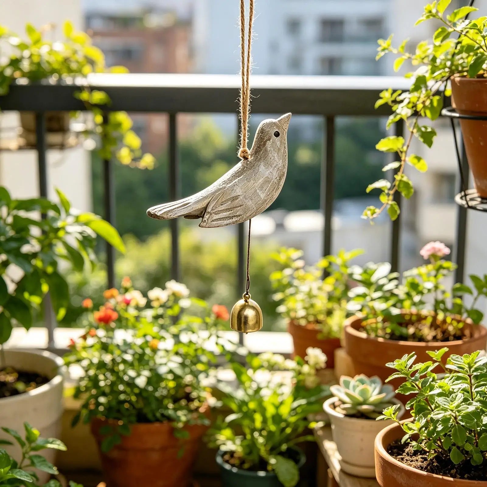 Bird Wind Chimes Wooden Hummingbird Outdoor Ornaments Bell Garden