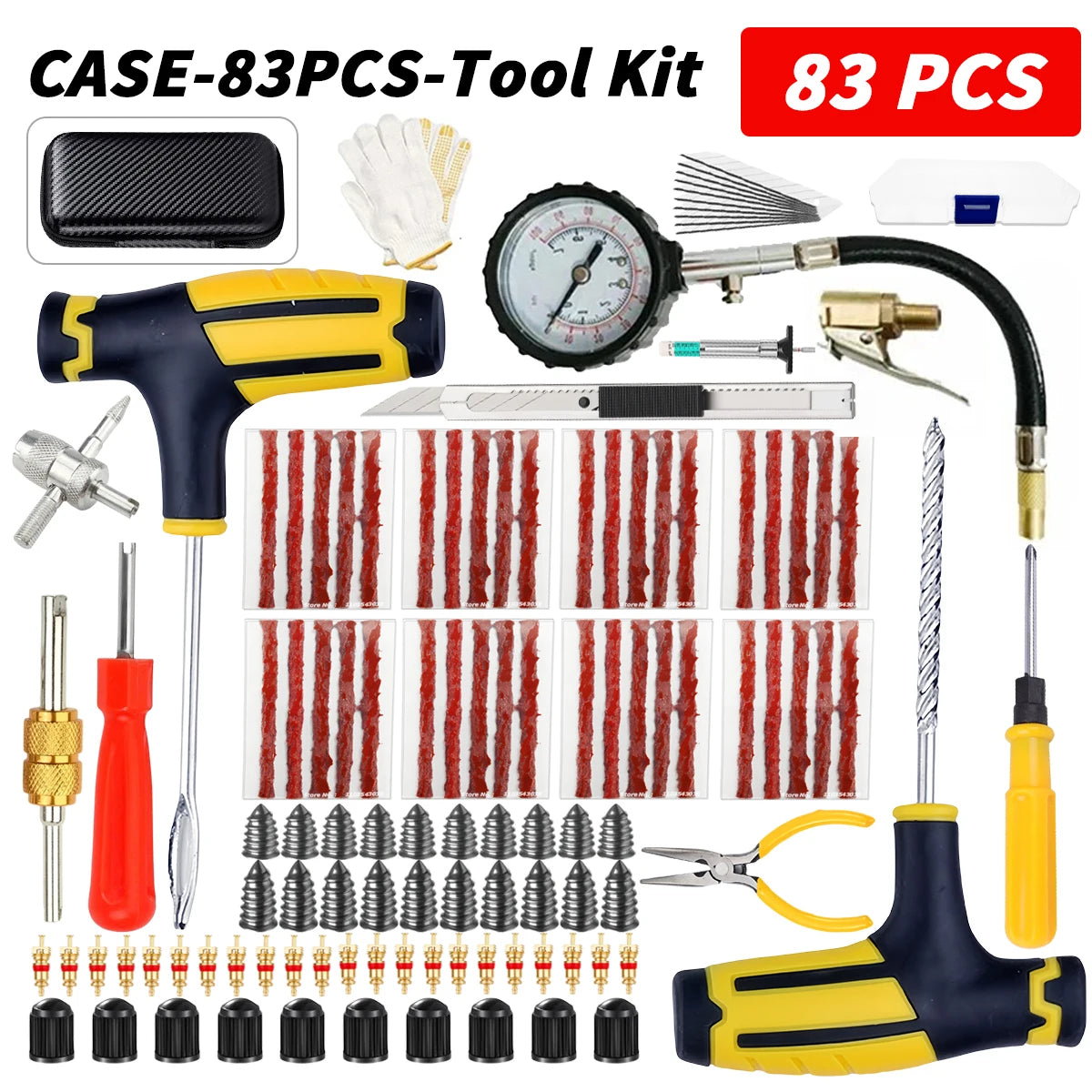 Tubeless Tire Puncture Repair Kit – Universal Car & Bike Tool Set