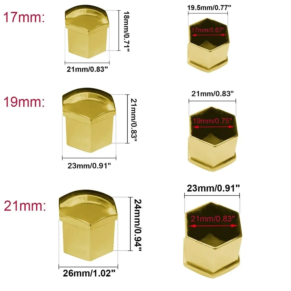 20-Pack Car Wheel Nut Caps 17/19/21mm – Anti-Rust Hub Covers