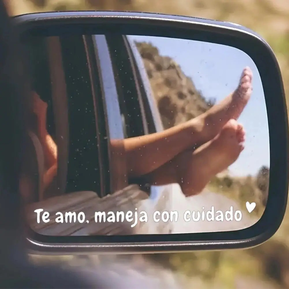 Spanish Drive Safe Rearview Mirror Vinyl Decal | Te Amo Sticker Vinyl Car Decal Zpaxo