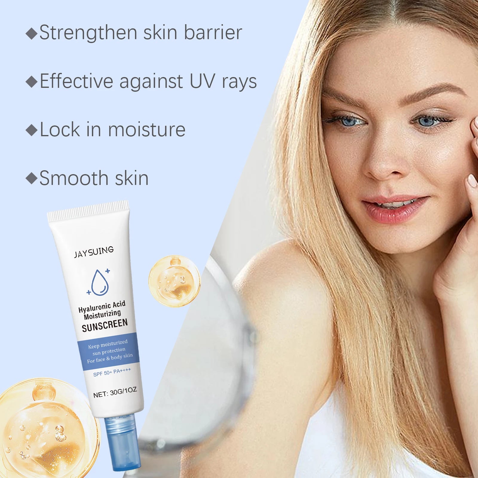 Jaysuing SPF50 Moisturizing Sunscreen Lotion – Anti-UV, 30g Facial Sunscreen Lotion Zpaxo