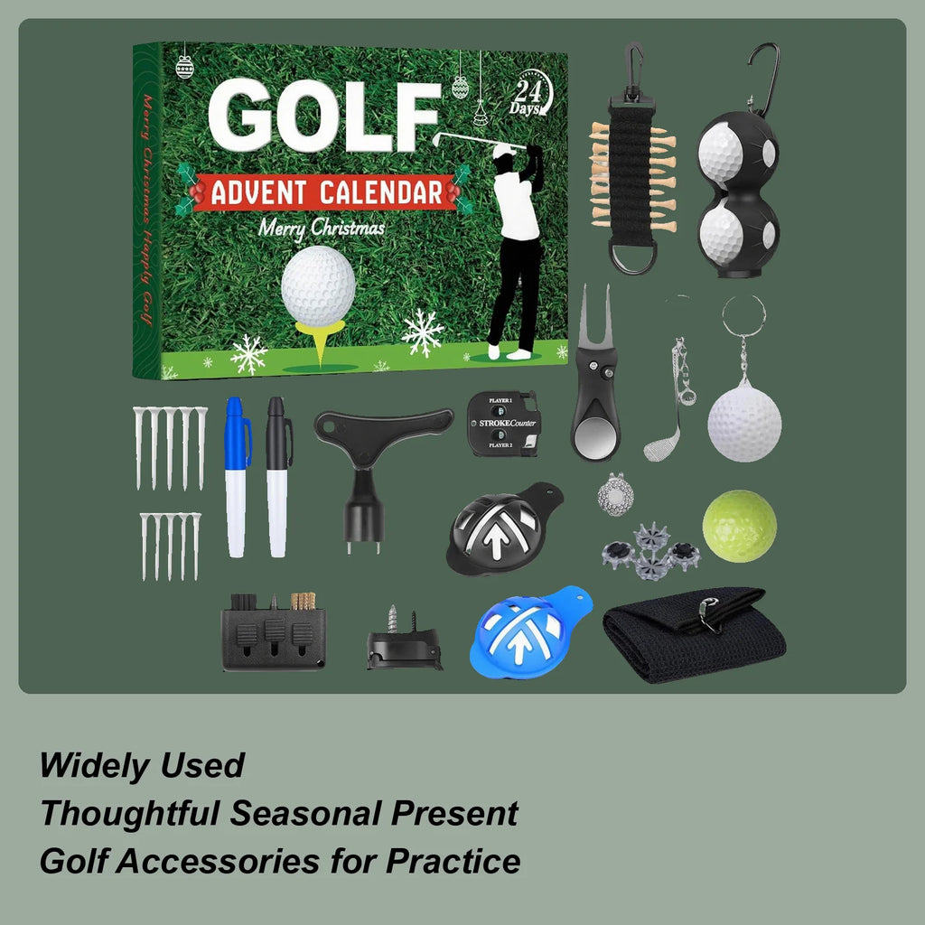 Christmas Countdown Decor 24 Boxes Accessory Golf Themed Design Men