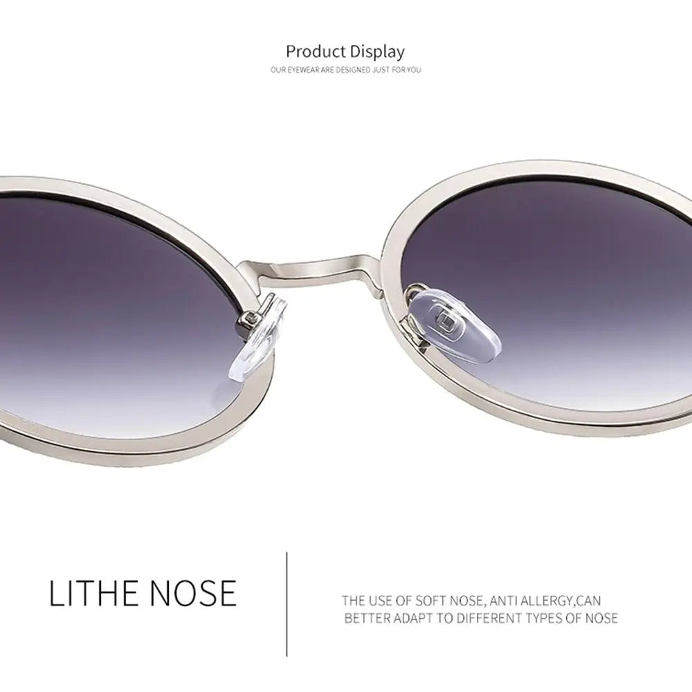 Fashion Round Punk Sunglasses Oval Retro Wide Temples Sun Glasses UV Protection Hip Hop Shades for Women & Men Zpaxo