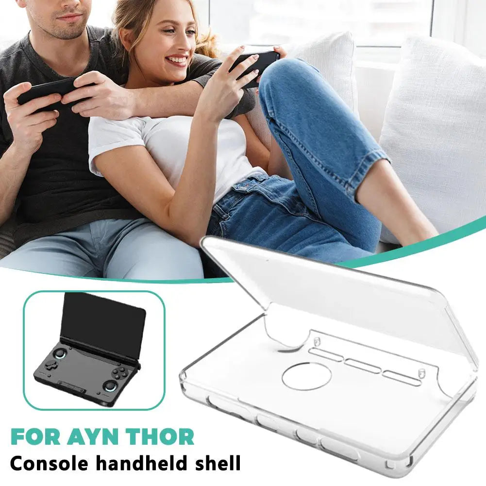 For AYN THOR Anti-Fall Case TPU Case Handheld Console Transparent Protective Cover Screen Protector Set Shell Grip Storage Zpaxo