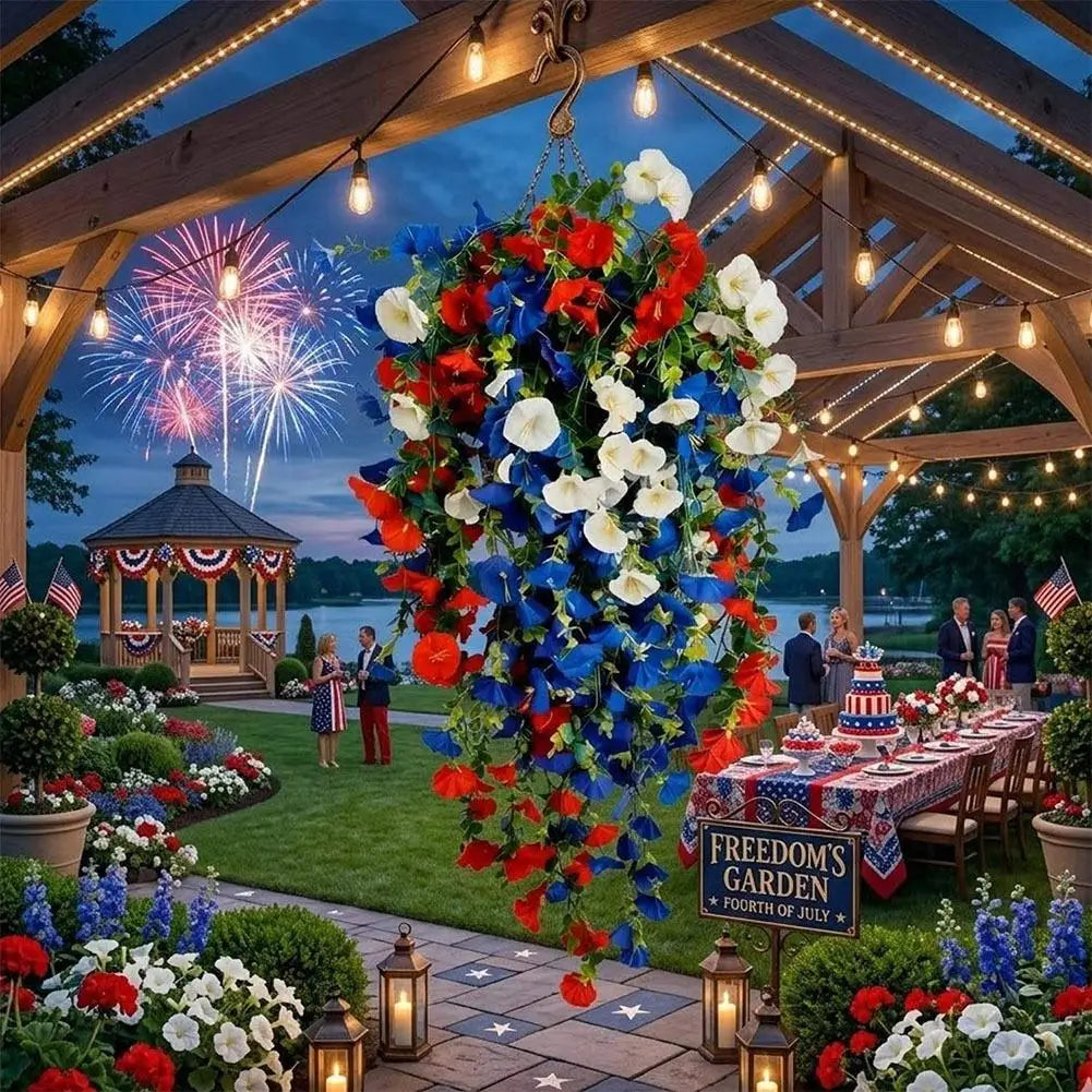 UV Resistant Giant Artificial Hanging Flowers Outdoor Waterproof Morning Glory for Garden Patio Wedding Party Decoration Zpaxo