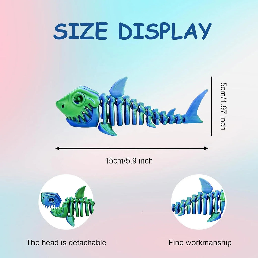 3D Printed Shark Animals Flexible Adults Home Office Decor Stocking