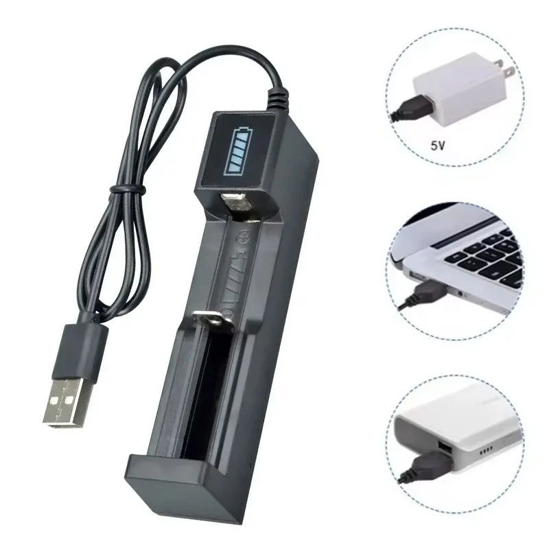 Universal 1 Slot Battery USB Charger Adapter LED Smart Chargering