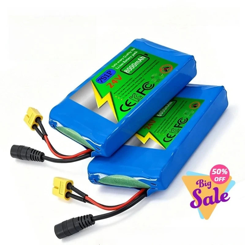 7S1P -24V 18650rechargeable Lithium Battery Pack 8000mAh with BMS Protection Board 29.4V 2A Charger Monitoring Unicycle Battery Zpaxo