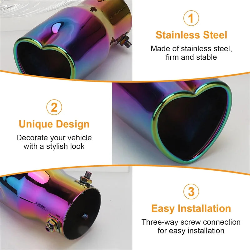 Heart-Shaped Exhaust Tip – 2.5" Stainless Steel Muffler Pipe