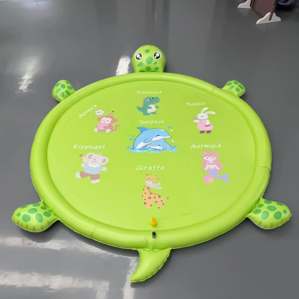 Water Play Pad 83.9in Non-slip Cute Turtle Pool Games Water Play Mat Sprinkler For Boys Girls Pets Backyard Garden Lawn Summer Zpaxo