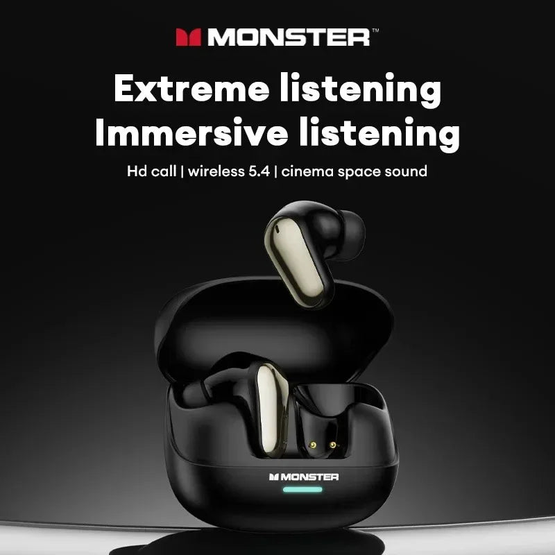 Monster MQT52 Bluetooth 5 4 Headphones TWS Wireless Earbuds Mic Sport