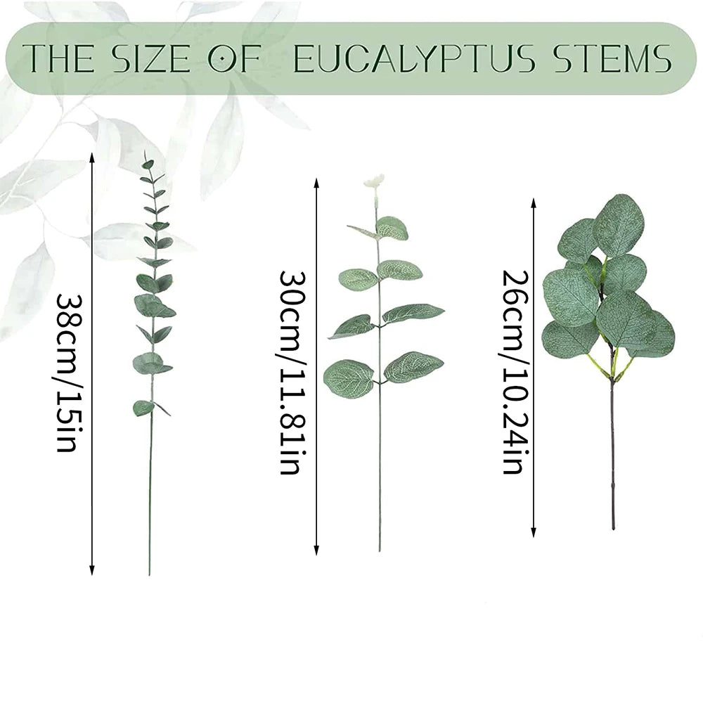 30/60/120Pcs Artificial Eucalyptus Leaves Stems Bulk 3 Kinds Mixed Silver Dollar Eucalyptus Bouquets Floral Wedding Home Decor Zpaxo
