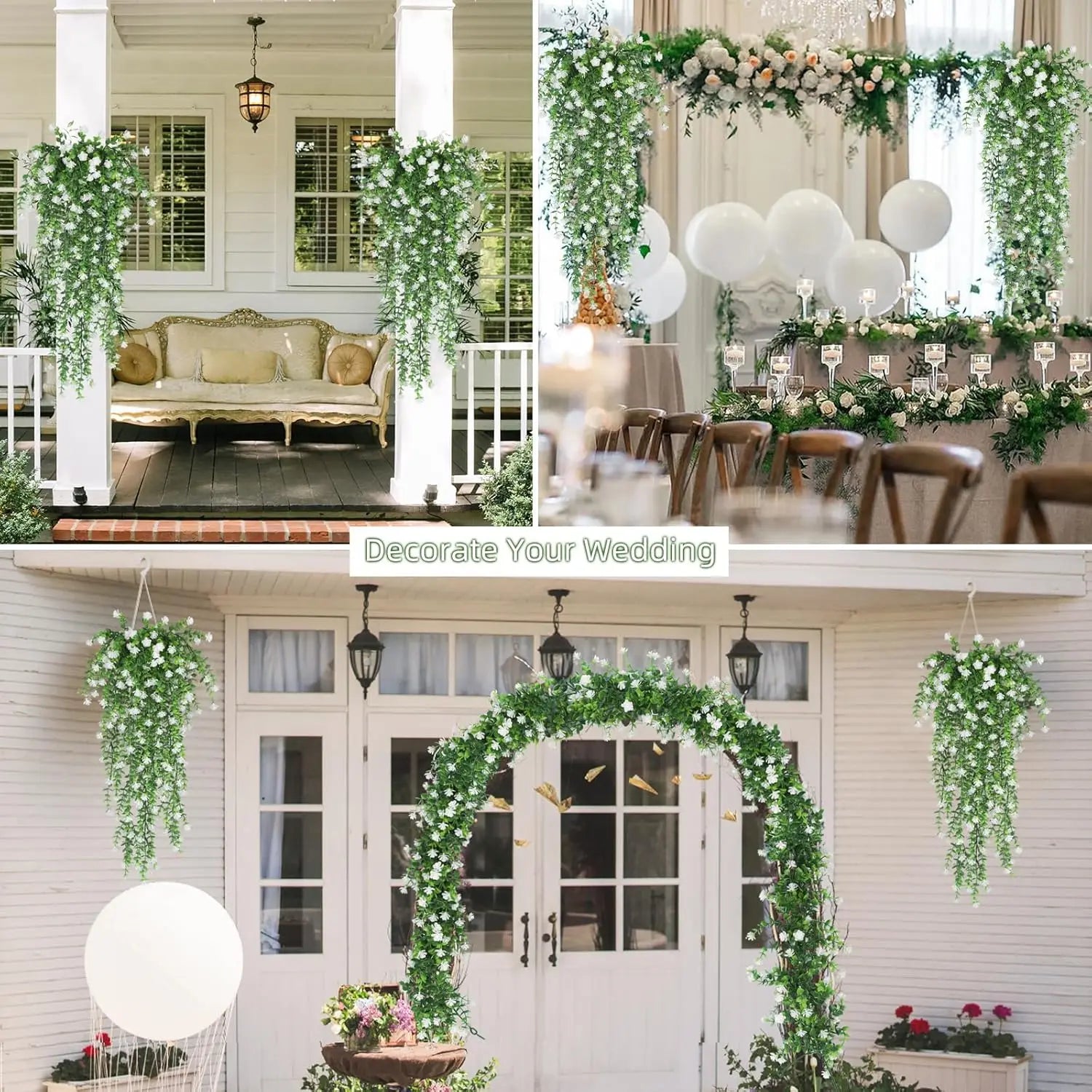 3-Pack Artificial Eucalyptus Garland – Faux Hanging Vine