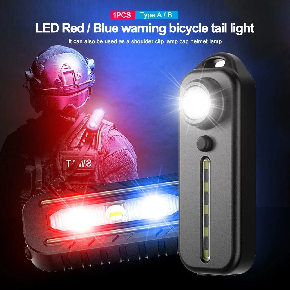 USB Rechargeable LED Keychain Flashlight – 5-Mode Clip Warning Light