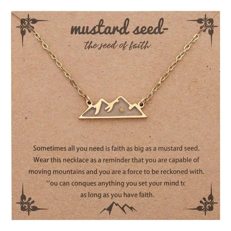 Christian Mustard Seed Gold Stainless Steel Pendant Faith Silver Chain Zpaxo A7