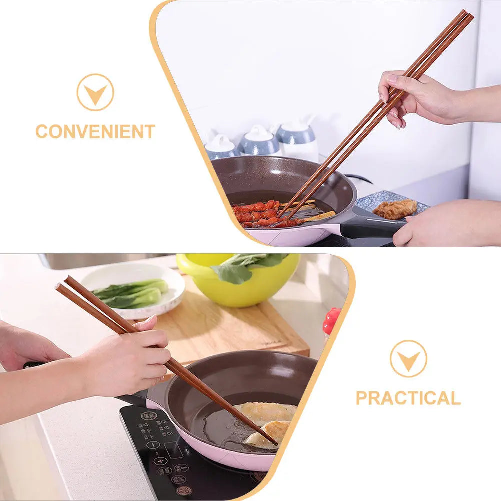 1Pair Red Sandalwood Pot Chopsticks Extra Long Wooden Cooking Frying