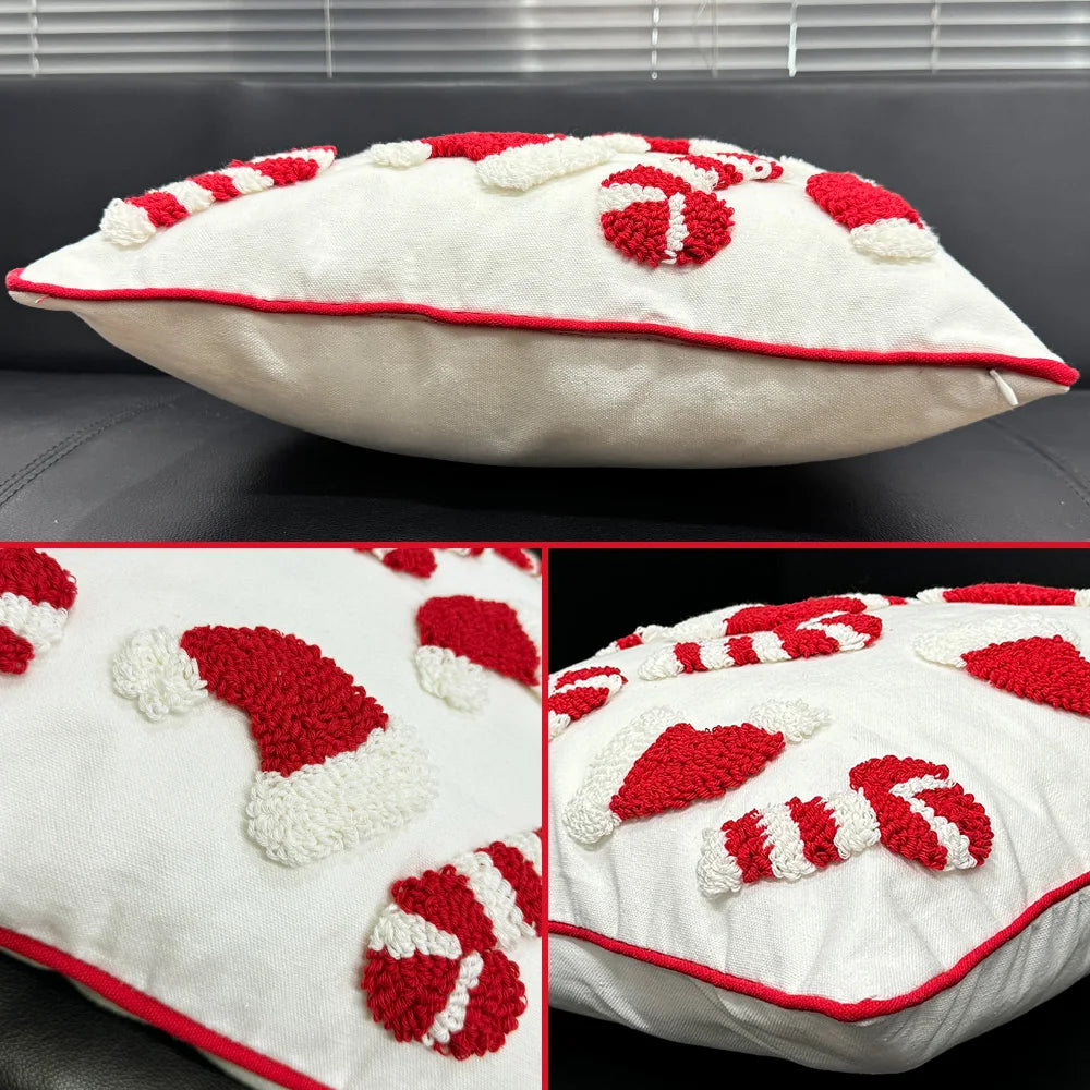 Canvas Tufting Pillow Cover Sofa Decoration Xmas Home Chair Cushion Zpaxo