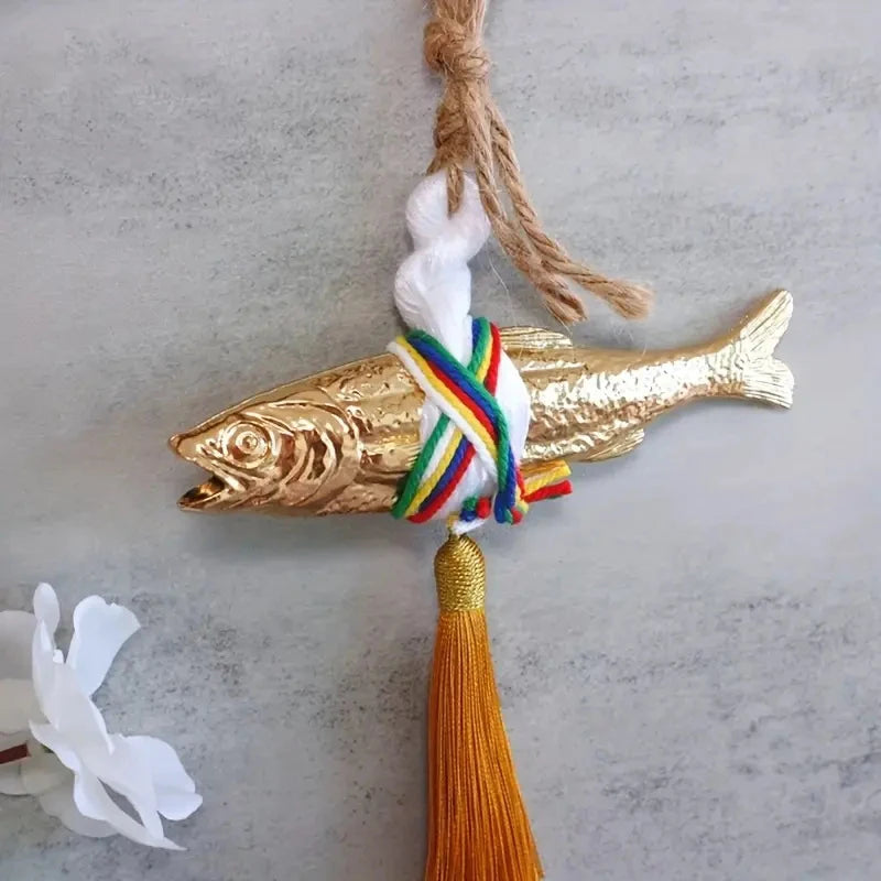 1Pc Golden Cod Fish Pendant Gadus Korean Style Halcogrammus Hanging Ornament Door Hanging Peace Luck Wealth Fish Wall Decoration Zpaxo