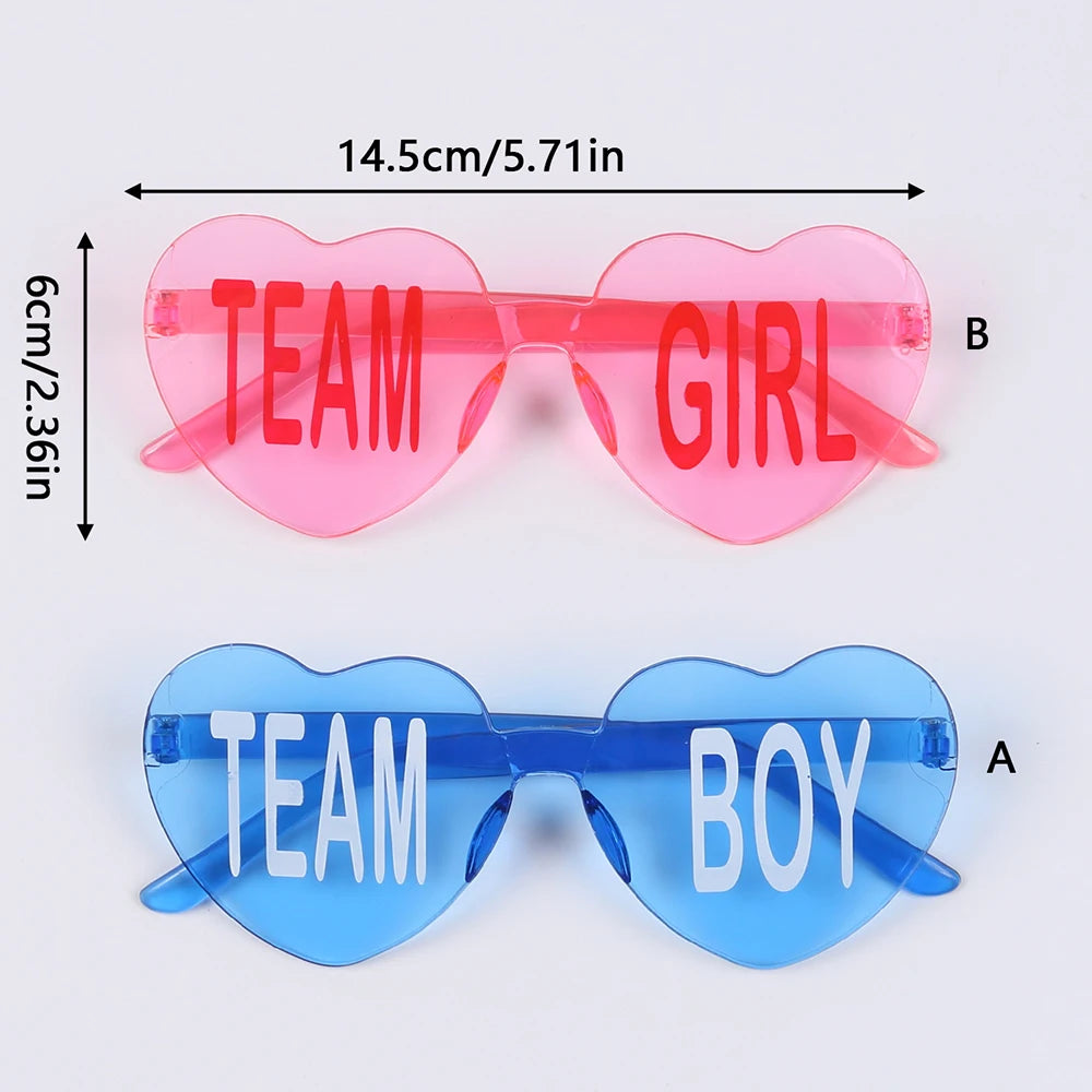 1/8/12Pcs Baby Gender Reveal Glasses Heart Shaped Team Boy Team Girl Sunglasses Baby Shower Decor Party Favors Zpaxo