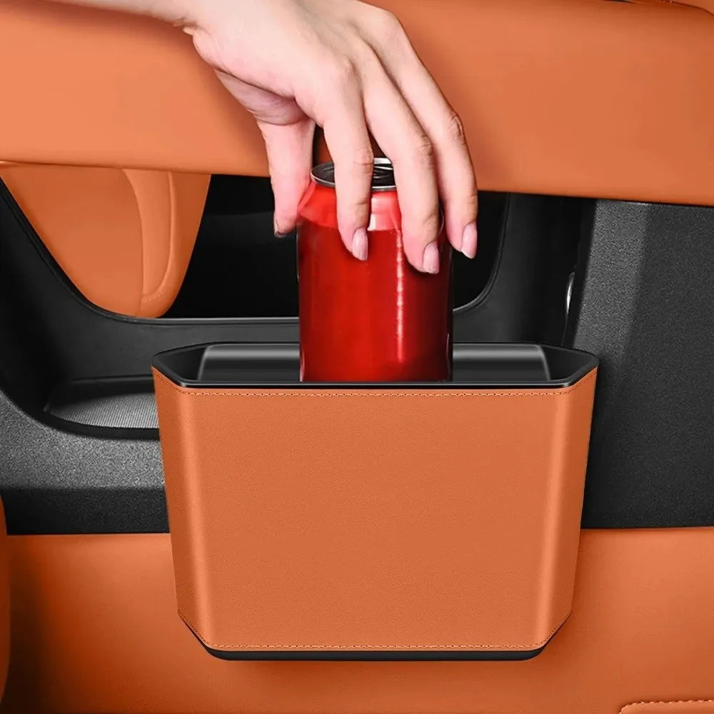 Leather Car Trash Can Large Capacity Waterproof Car Cup Holder Stable Clip Design Auto Door Storage Box Sundries Zpaxo