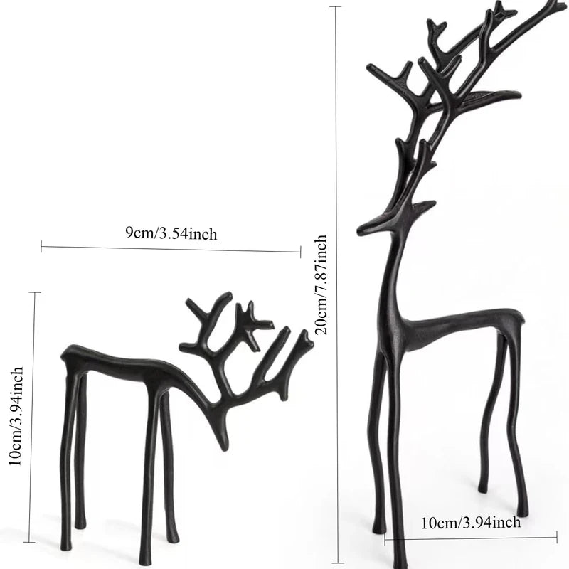1 Classic Elegant Black Deer Statue Letters Christmas Tree Topper