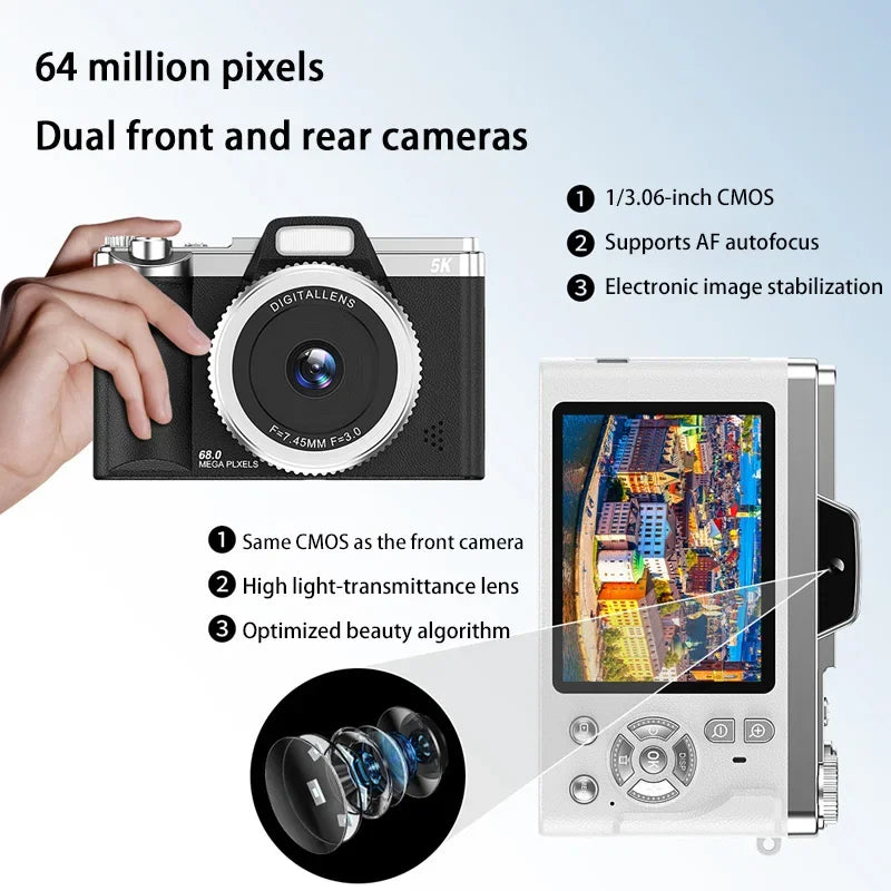 Digital Camera 5K HD Pixel Ccd Portable Anti-shake Video Viewfinder