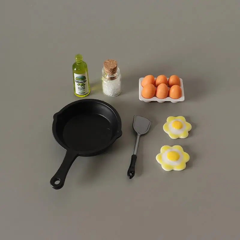▶1:12 Dollhouse Mini Egg Frying Pan Kitchenware Model Dollhouse Kitchen Scene Accessories Zpaxo A6 13Pcs