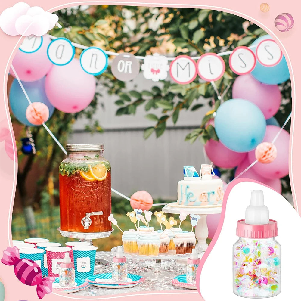 12Pcs Baby Bottle Baby Shower Favor Plastic Candy Bottle Mini Feeding Bottle for Birthday Baby Shower Gift Decor Zpaxo