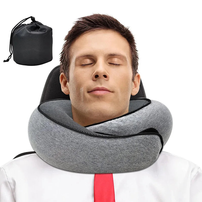 Travel Neck Pillow Memory Foam U-shaped Pillow Snail Style Travel Neck Support Portable Adjustable Soft Noon Break Sleep Pillows Zpaxo