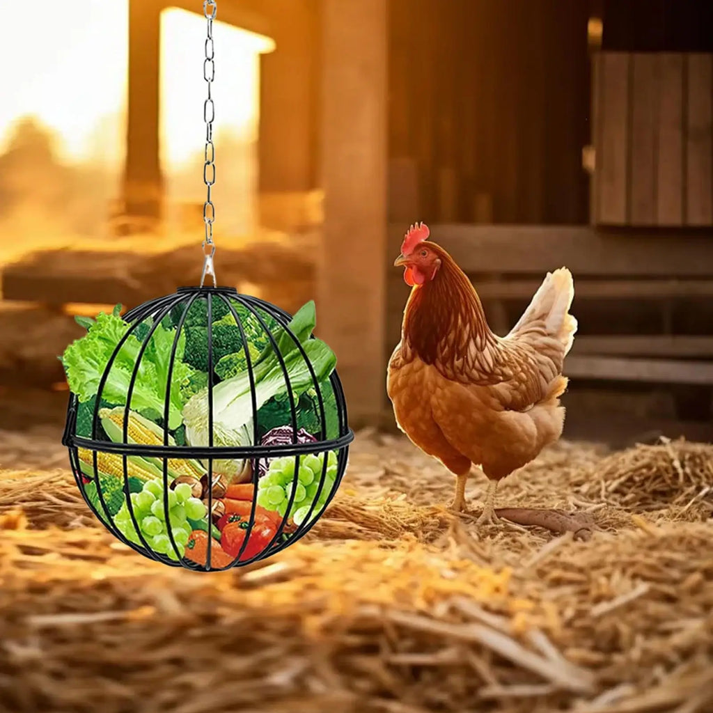 Chicken Feeders Adjustable Height Hen Food Dispenser Hangable Metal