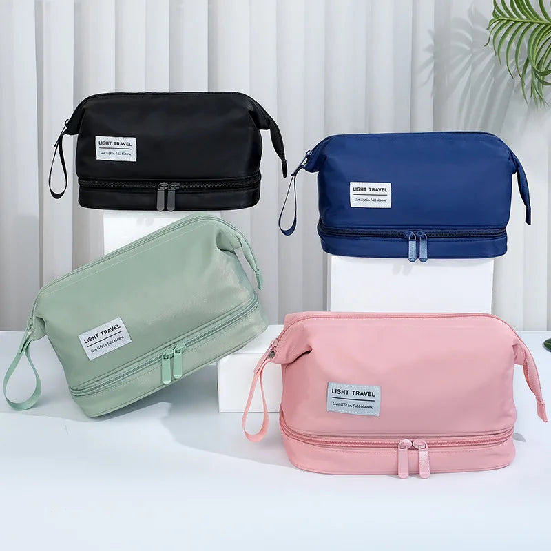 Large Capacity Cosmetic Bag Double Layer Toiletry Makeup Organizer