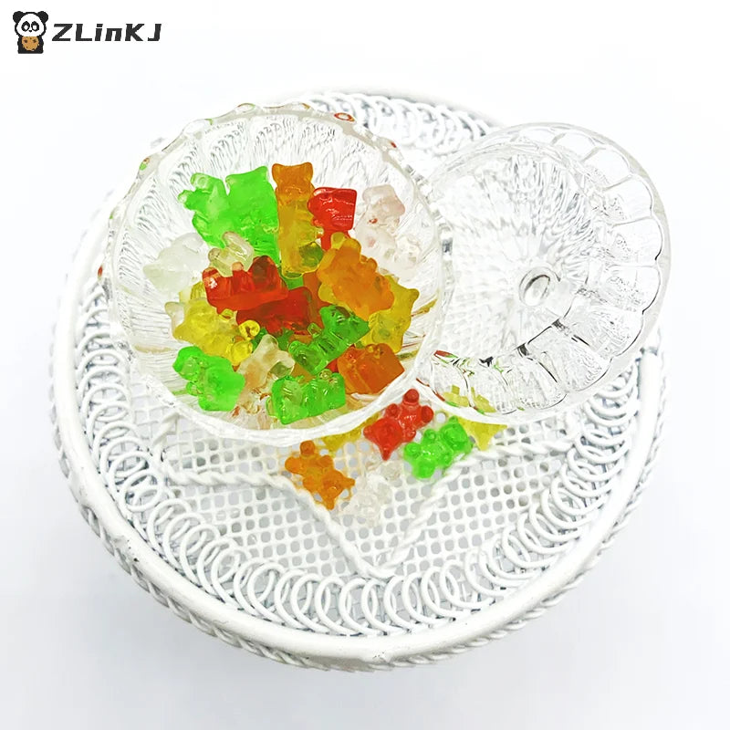 ▶20Pcs Mini Resin Colorful Bear Ornaments DIY Crafts Dollhouse Candy Decoration Zpaxo