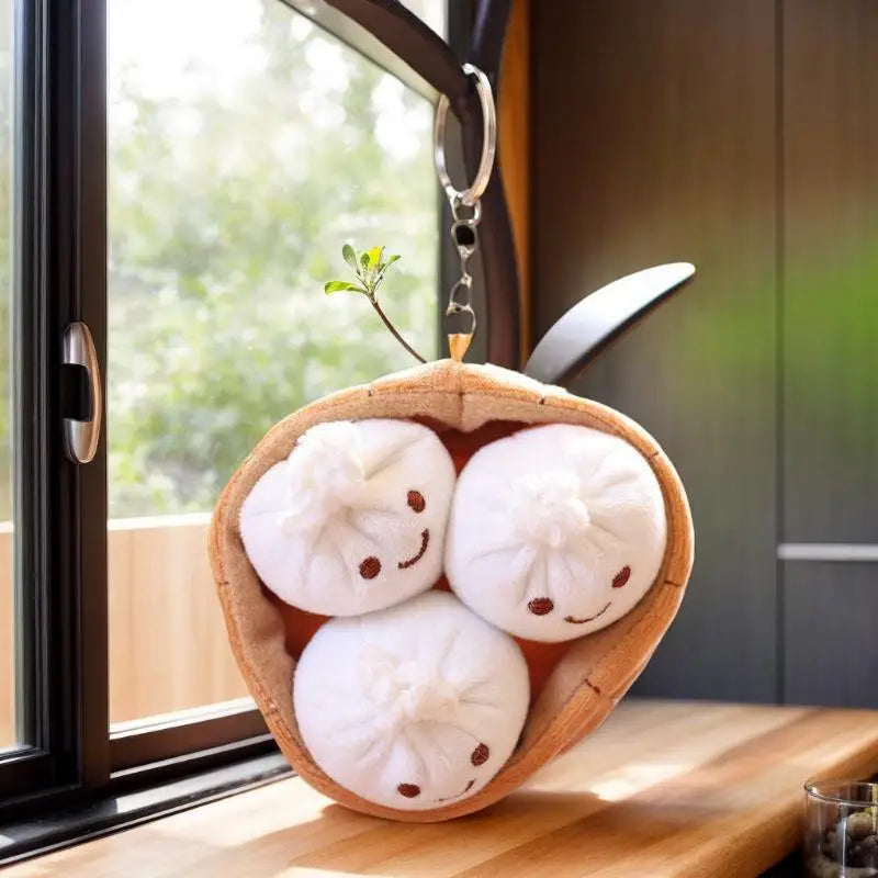 Birthday Present Idea Kawaii Xiaolongbao Keychain Soft Cartoon Bun Zpaxo