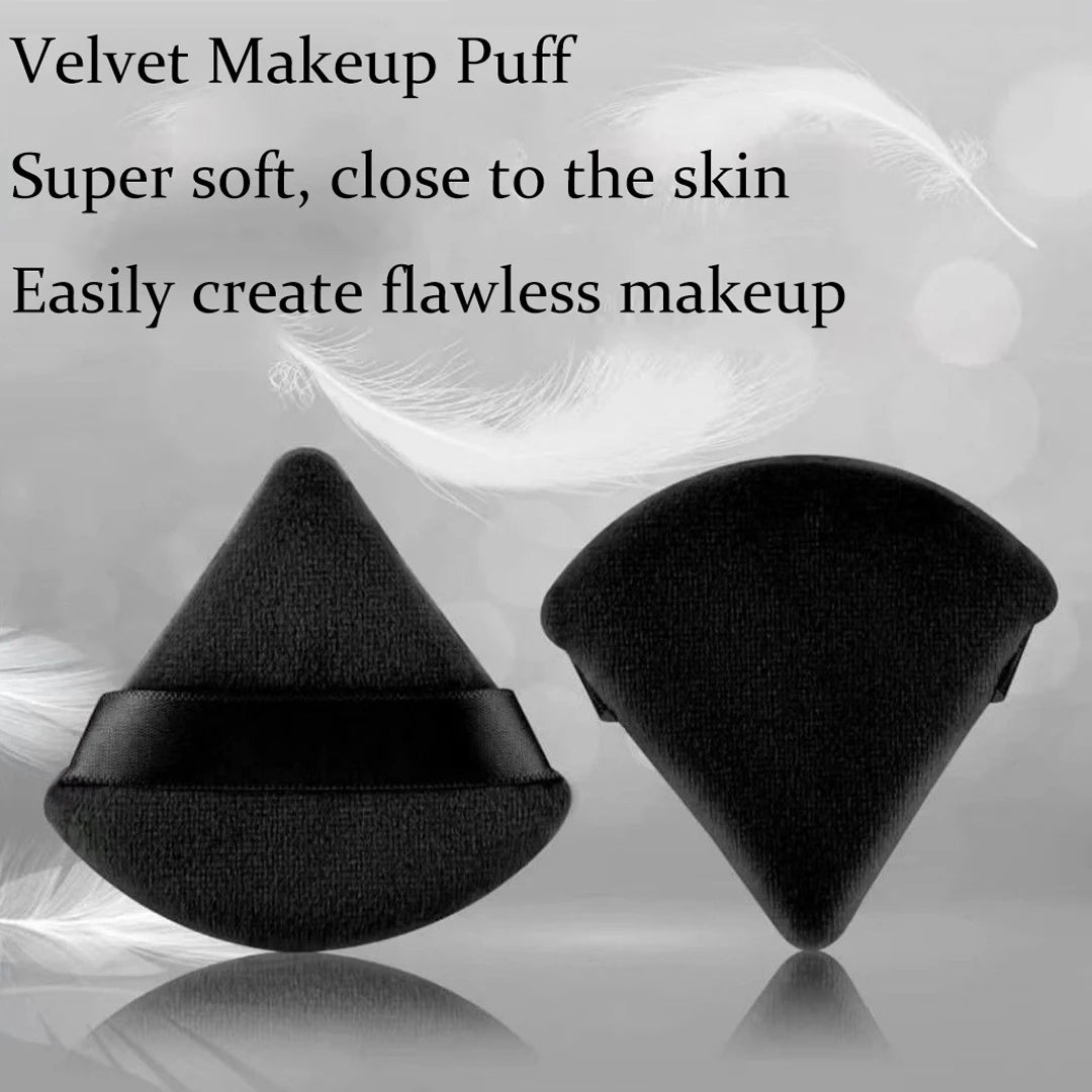 2/5/10Pc Black Triangle Powder Puff Facial Makeup Sponge Soft Velvet Cosmetics Puff Mixer Beauty Foundation Soft Skin-Friendly Zpaxo 2Pcs