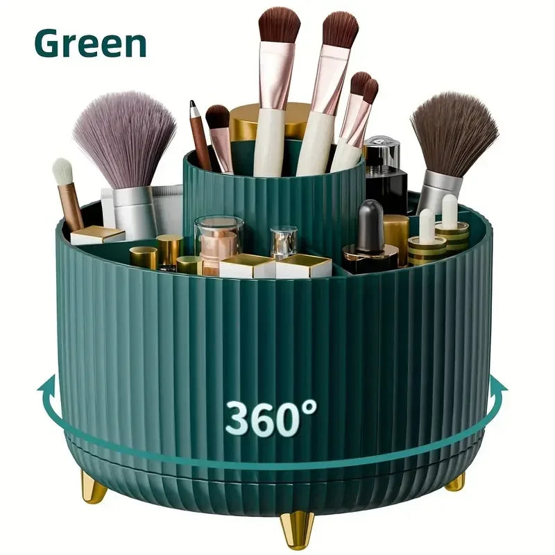 5-Slot 360° Rotating Makeup Brush Holder & Desk Organizer Makeup Brush Organizer Zpaxo 360 Green
