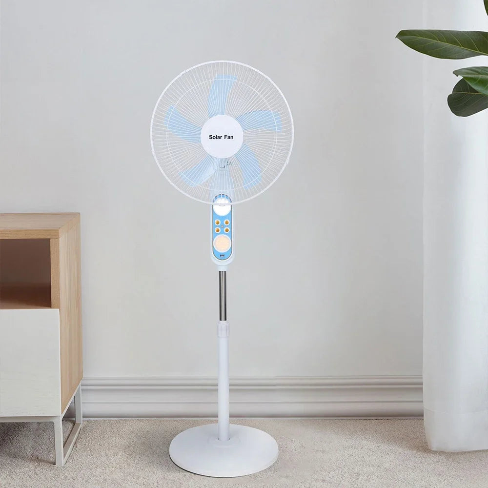 Remote Control Solar Floor Fan 4 Speeds Bug Light Rechargeable