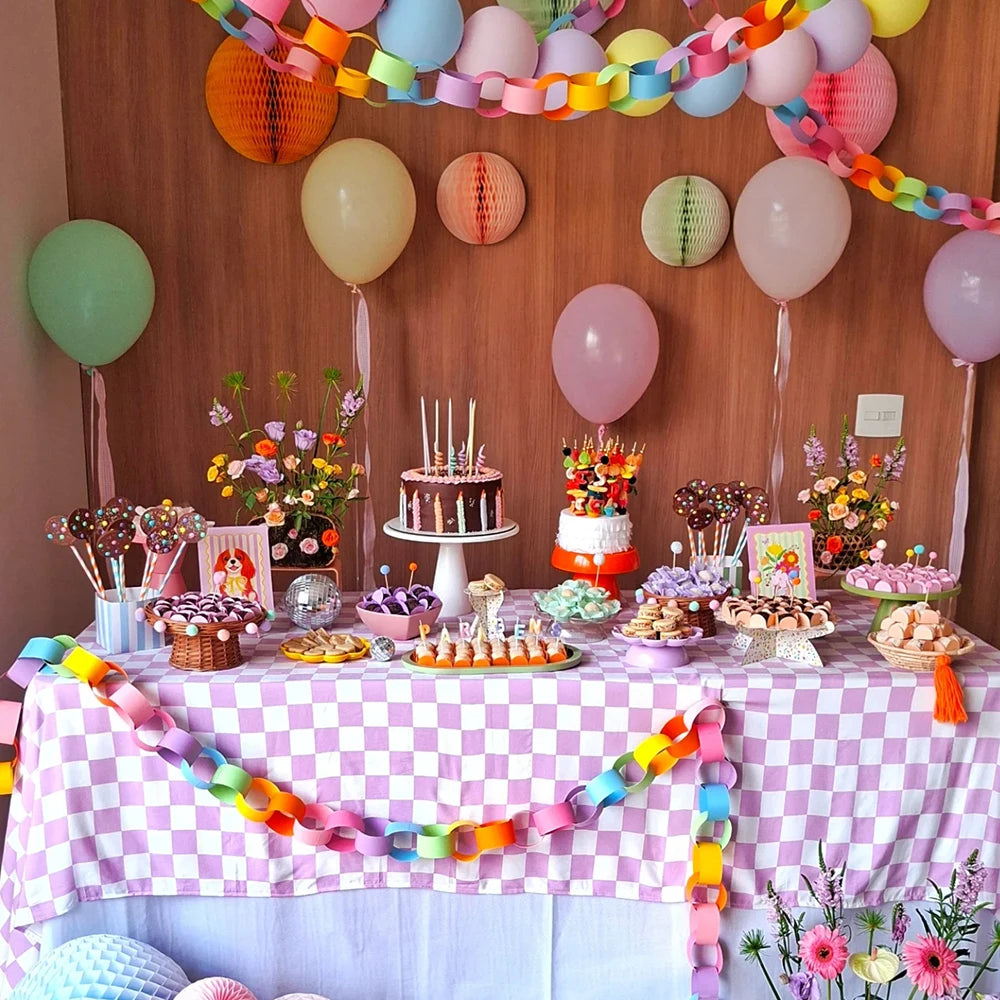 Colorful Paper Chain Garland Strips Double Sided Tape DIY Zpaxo