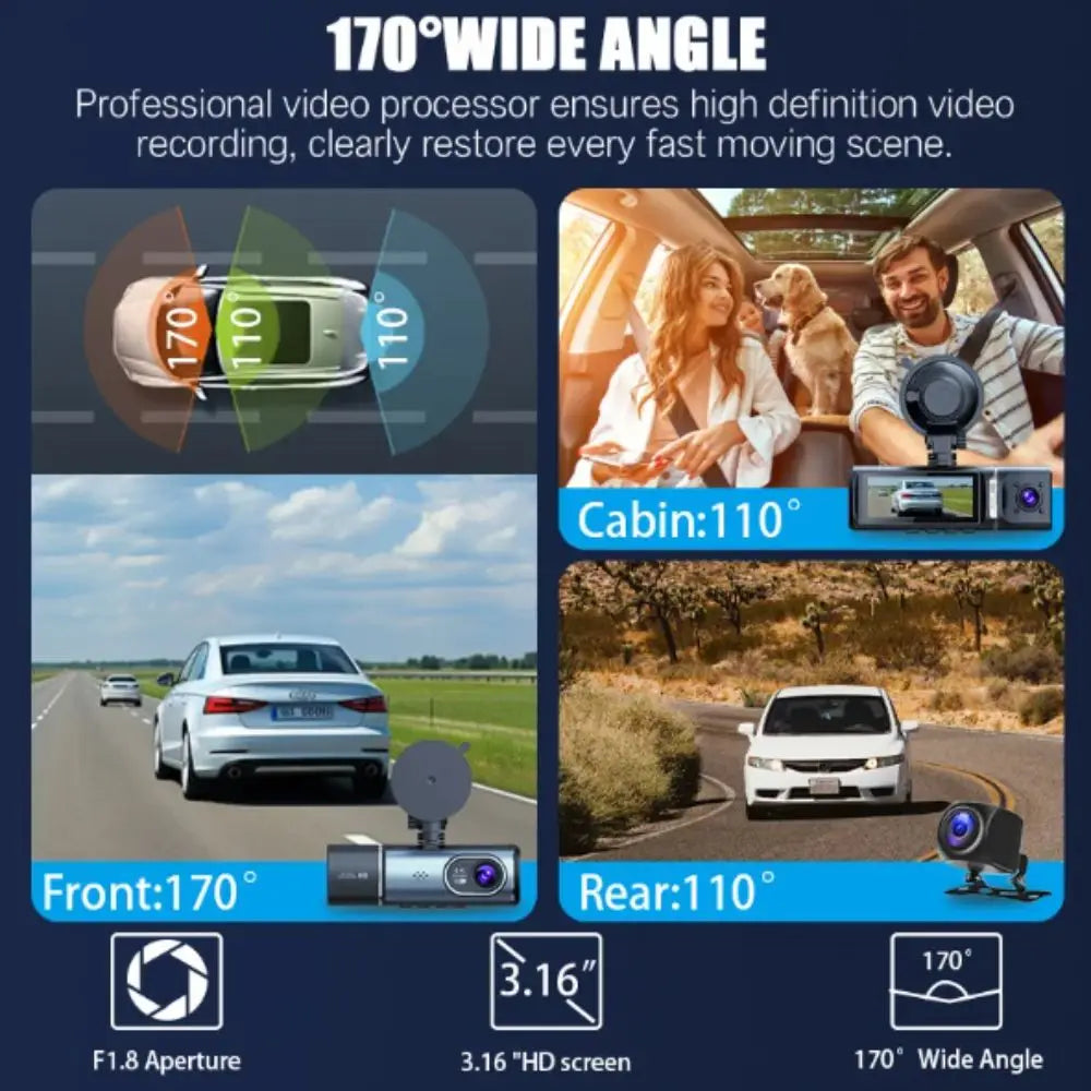 4K Ultra HD Dash Cam Starlight Night Vision WDR Dynamic Adjustment Zpaxo