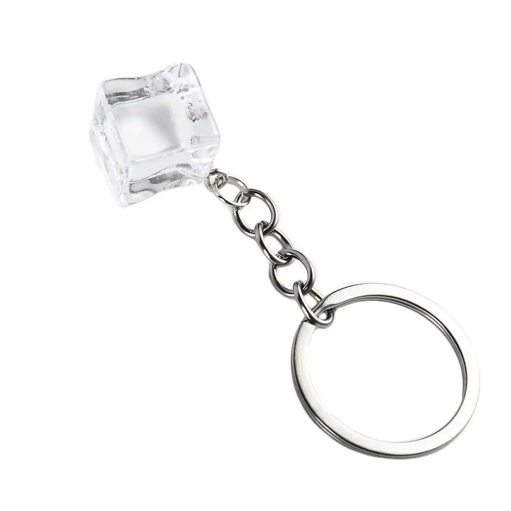 3D Ice Cube Ice Cube Acrylic Pendant Transparent Stereoscopic 3D Geometric Ice Keychain Fashion Acrylic Alloy Charms Gifts Zpaxo