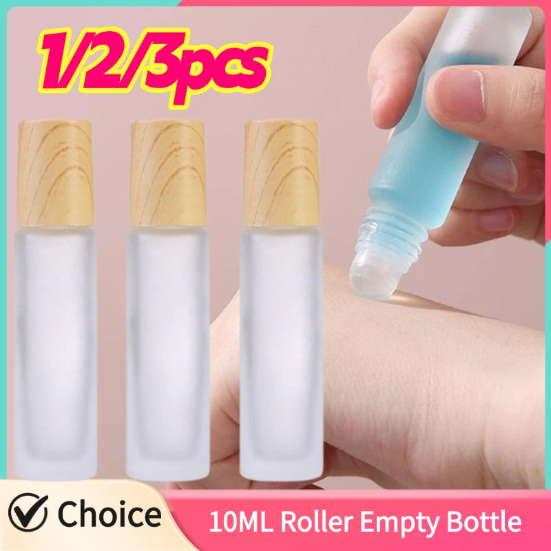 1/2/3PCS Refillable Rollerball Bottles Empty Essential Oils Roller Bottles Glass Roll On Bottles For Perfume (10ml） Zpaxo