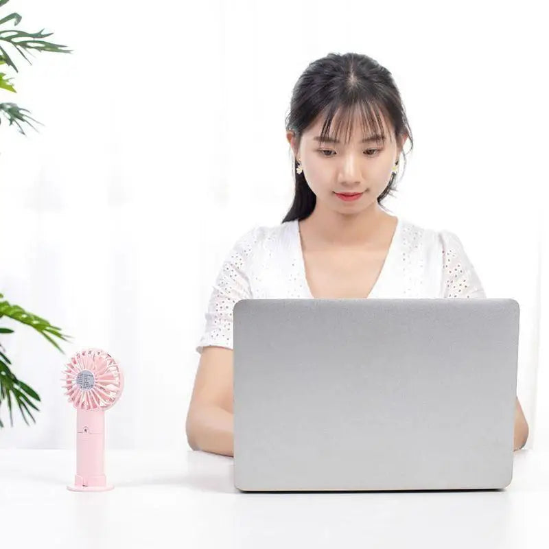 652F Rechargeable Mini Fan USB Desk Strong AA Battery Powered for Office Travel Outdoors Zpaxo
