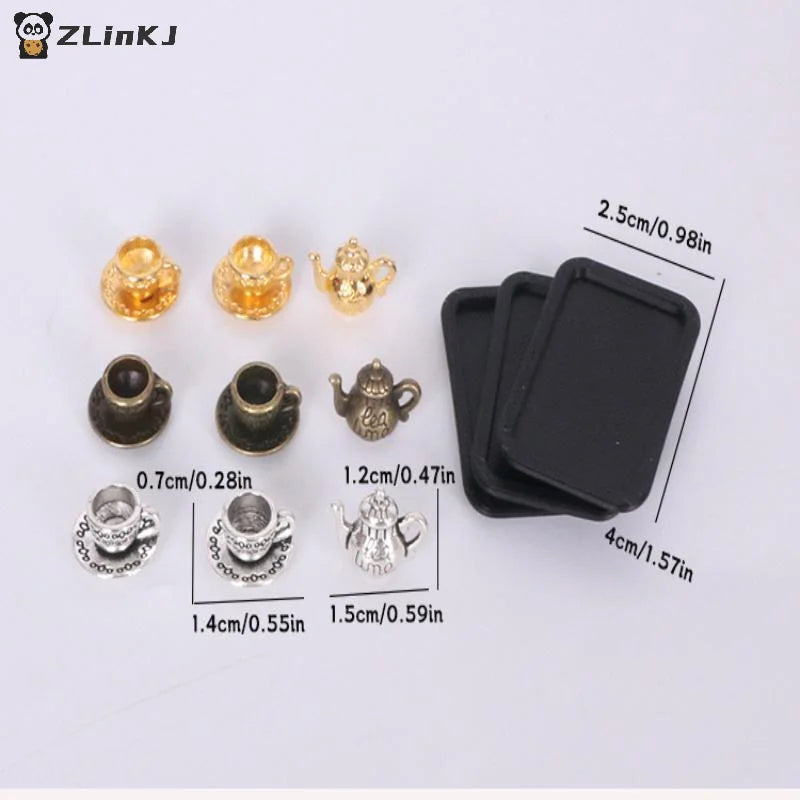 ▶4Pcs Dollhouse Handmade Miniature Tea Cup Model Simulation Micro Tea Pot Scene Ornaments DIY Decorative Accessories Zpaxo