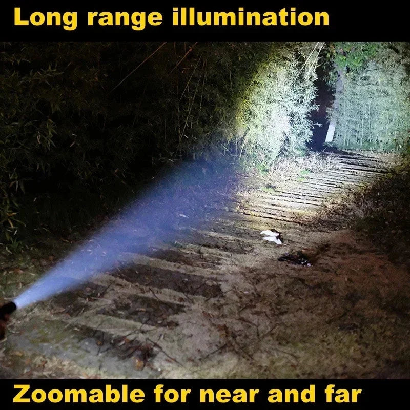 Tactical LED Flashlight – Telescopic Zoom, 3 Modes, Aluminum Alloy