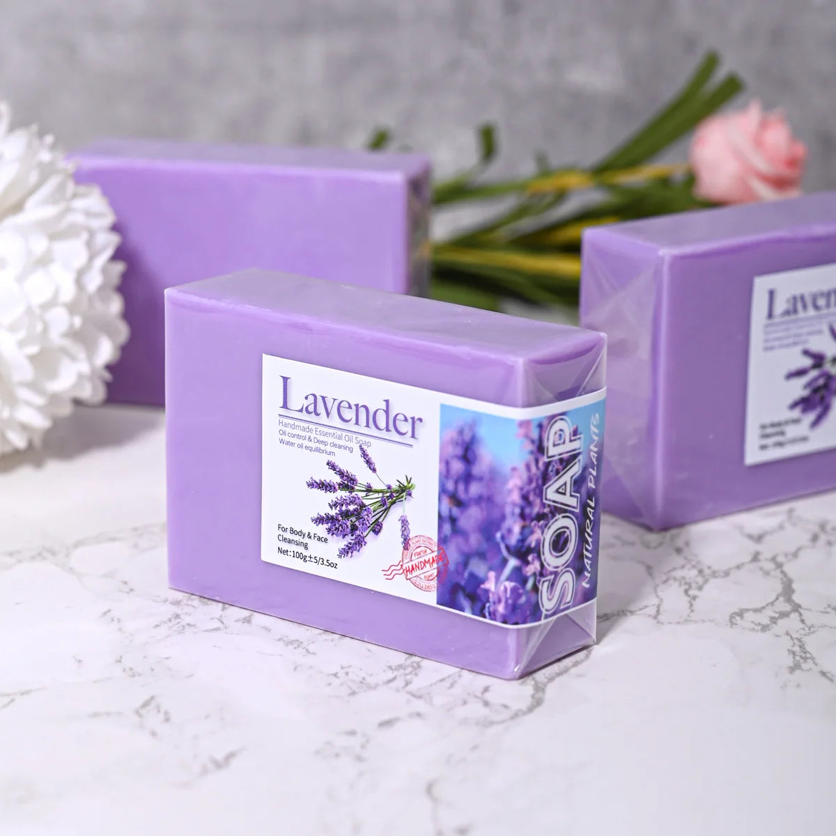 Natural Organic Lavender Essential Oil Soap Handmade Soap for Cleansing, Refreshing, Oil Control, Bath Soap Zpaxo