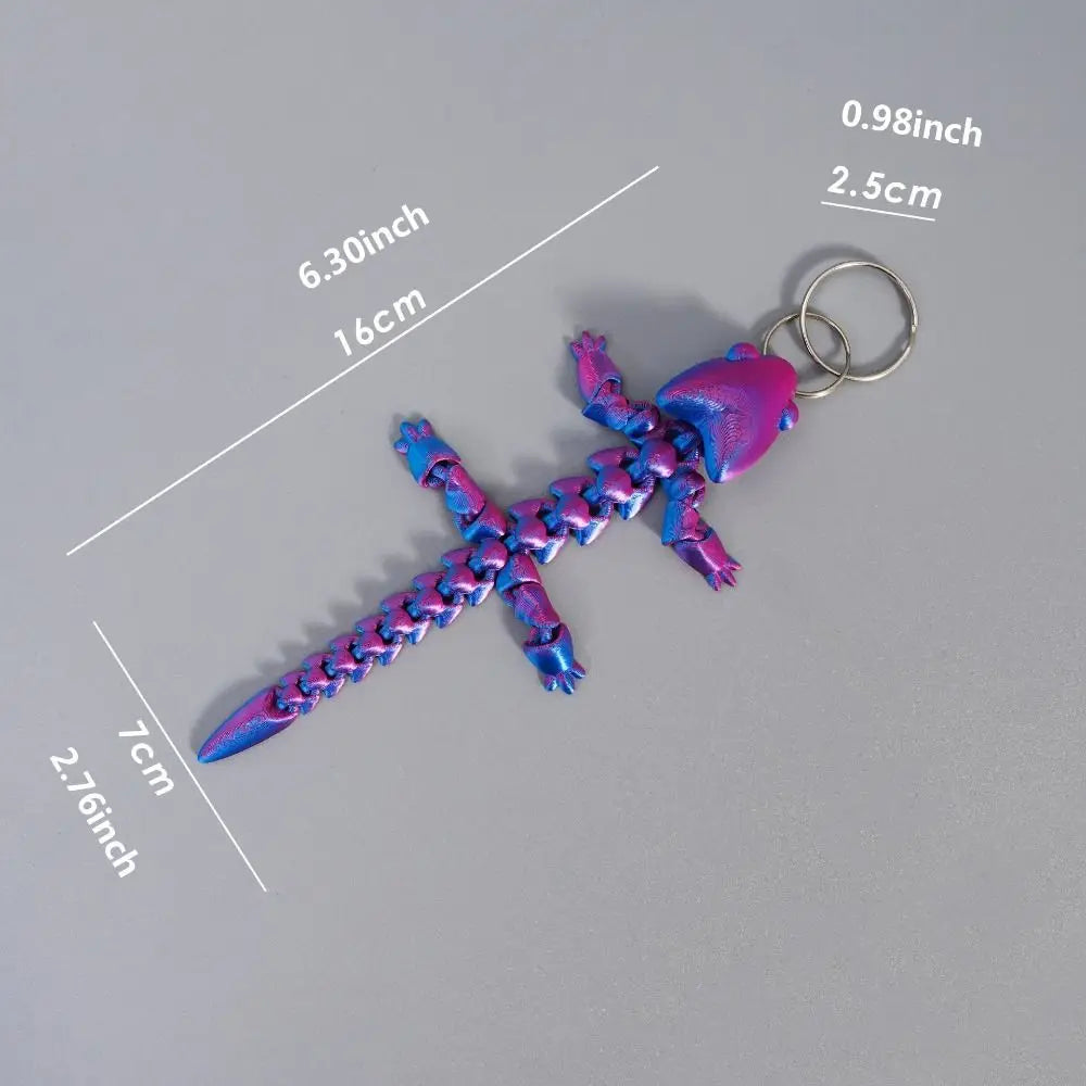 3D Printed Chinese Dragon Keychain Fidget Cartoon Adjustable Body Joints Pendant Mini Charms Articulated Dragon Lizard Zpaxo
