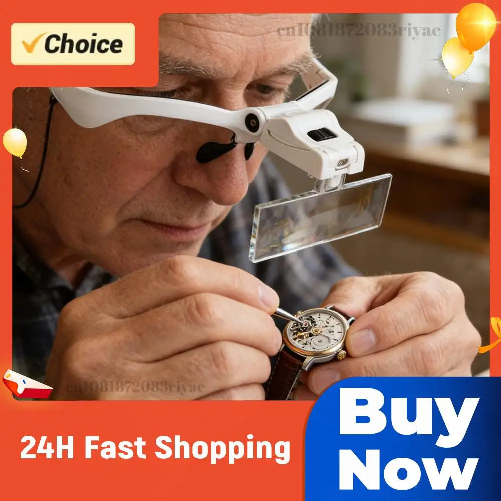 LED Head Magnifier with 2 LED Lights Headband Magnifier Head Mount Magnifying Glass for Reading Jewelry Inspection & Close Work Zpaxo