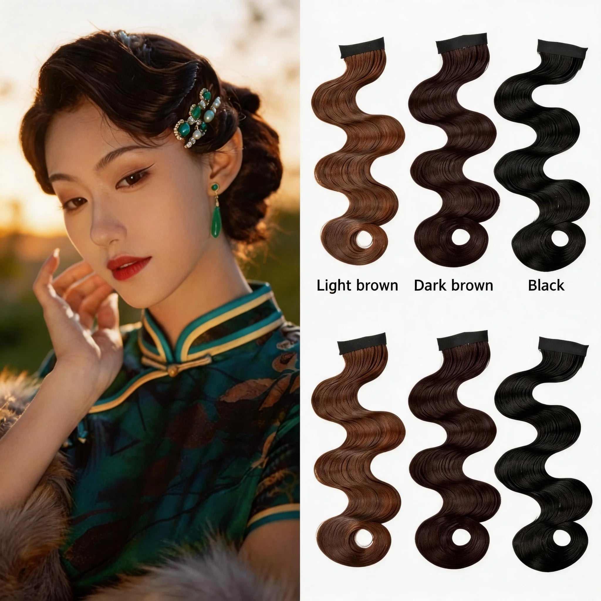 Vintage Shanghai Ripple Wave Fake Bangs Wig Piece for Women