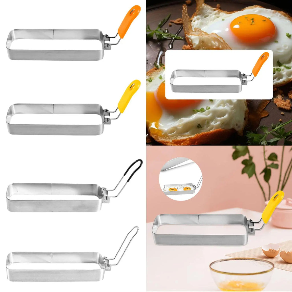 Fried Egg Ring with Handle Muffin Omelette Ring for Breakfast Sandwich Crumpet Ring Rectangle Stainless Steel Pancake Ring Zpaxo