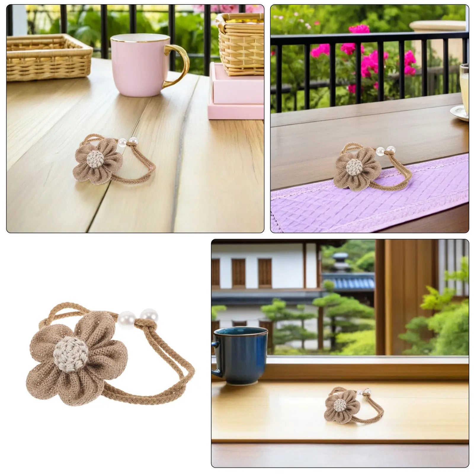 Window Curtain Tiebacks Adjustable Burlap Rope Rustic Floral Drapery