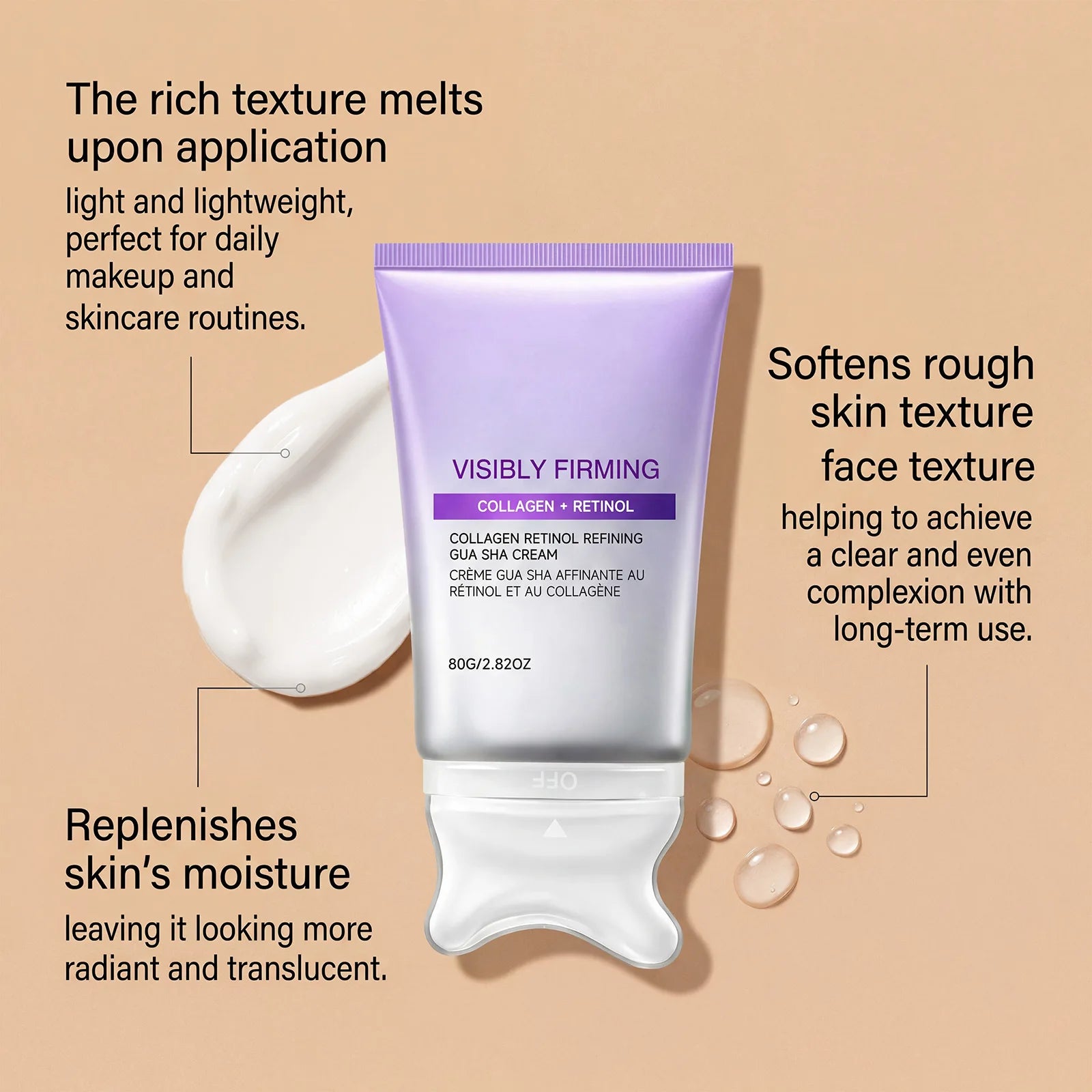 Retinol Collagen Gua Sha Lifting Face Cream 80g – Firms & Contours Lifting Face Cream Zpaxo
